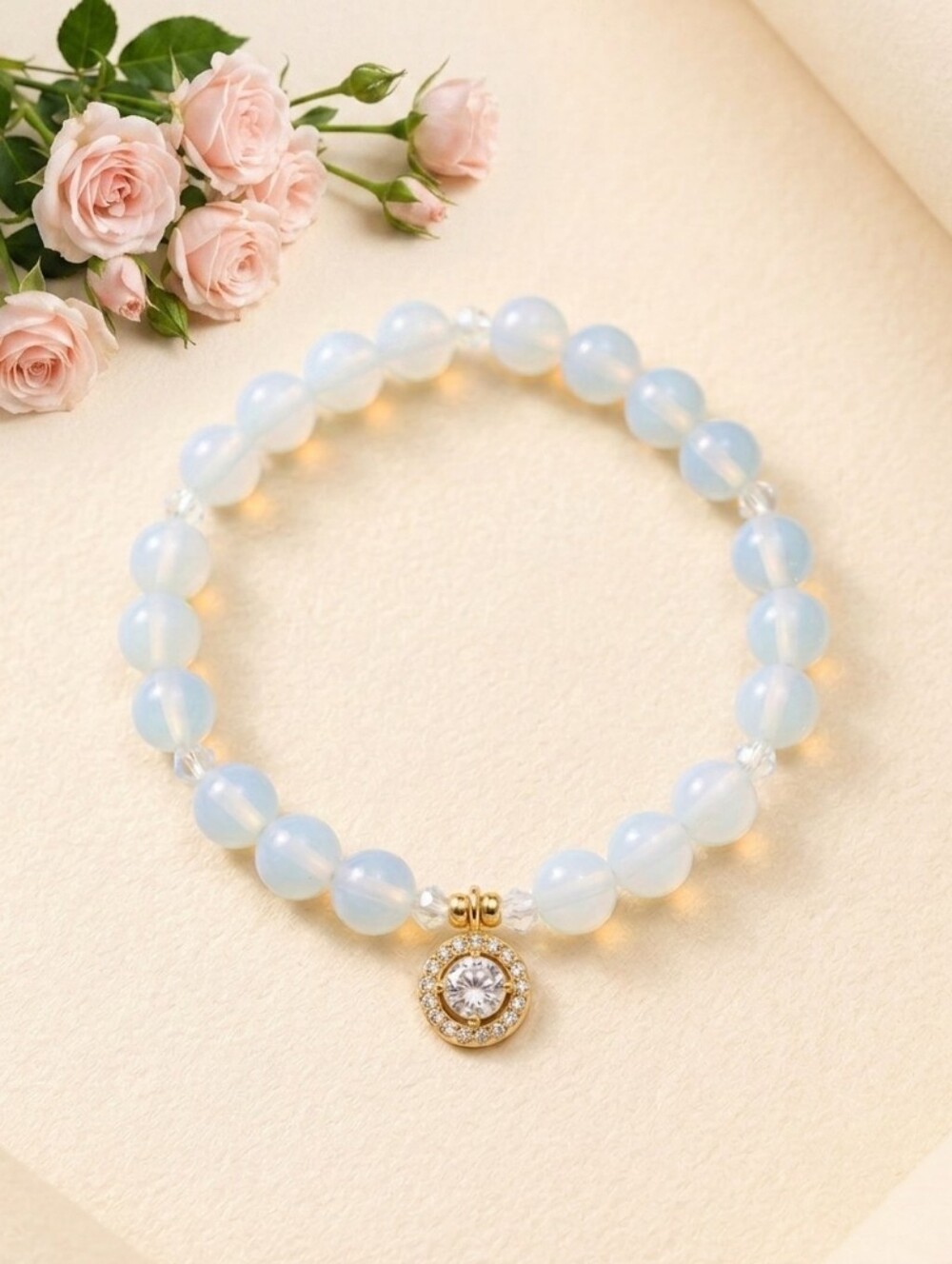 Agate/Opalite Bracelet With Charm